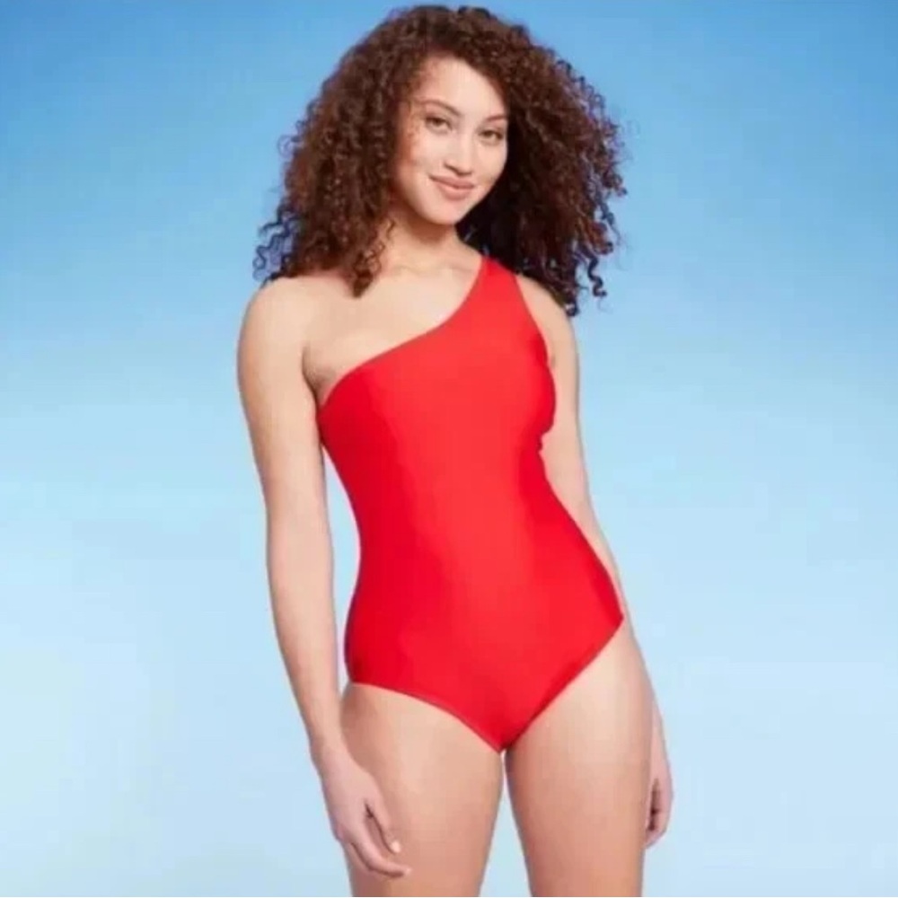 Kona Sol Red One Piece Swimsuit Sleek Design High-Cut